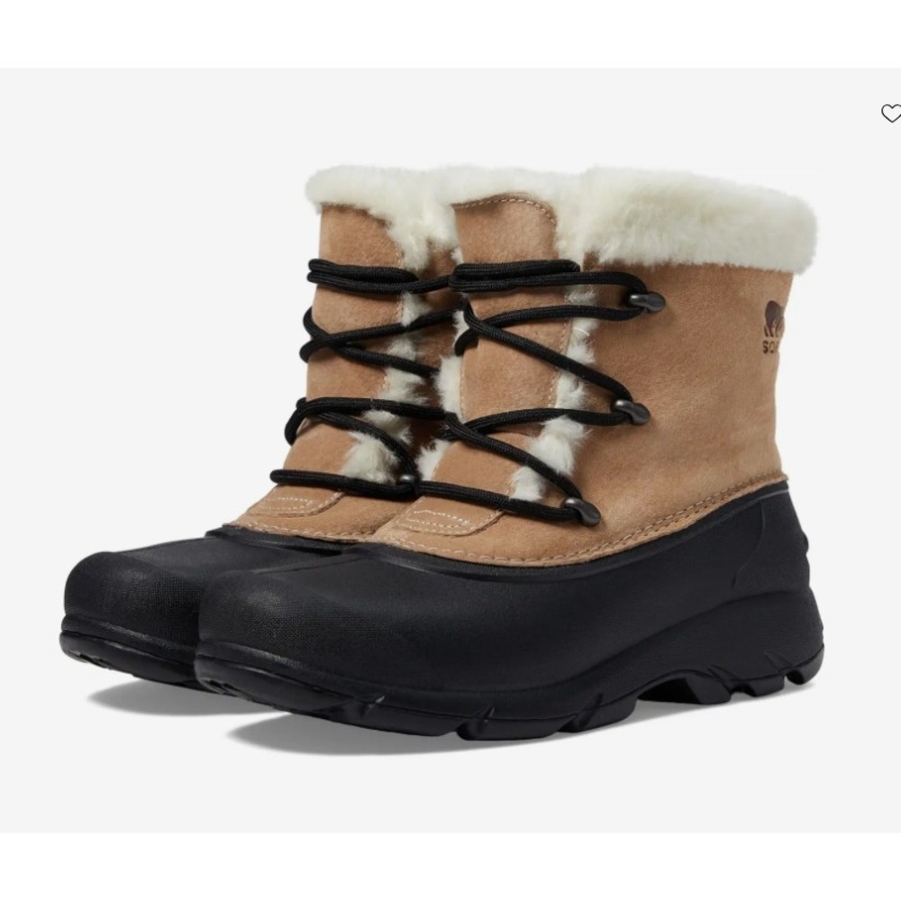 Sorel Snow Angel Waterproof Winter Boots Tan Black Faux Fur Thinsulate 7